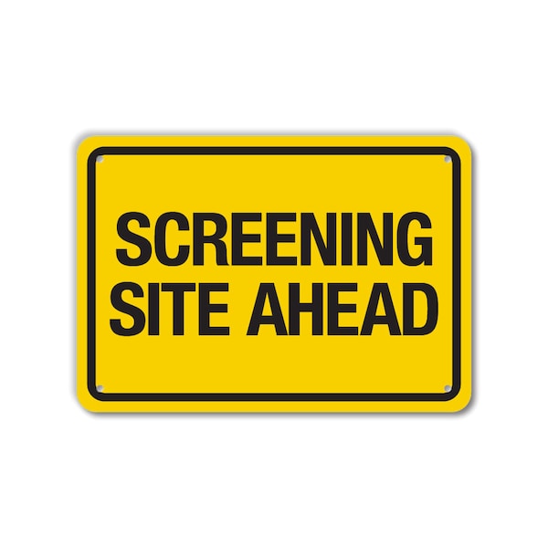 COVID Aluminum Sign, Screening Site Ahead, 14x10 Reflective, LCUV-0030-RA_14x10